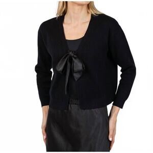 NEW J. SOCIETY maya tie front cardigan in black